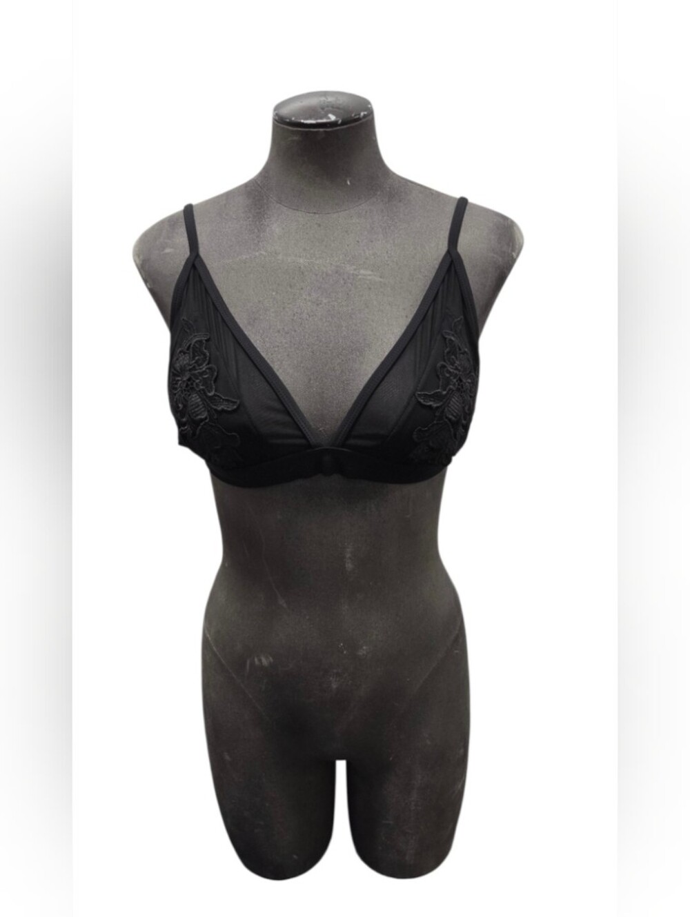 Xhilaration Size XL Black Embroidered Bikini Top